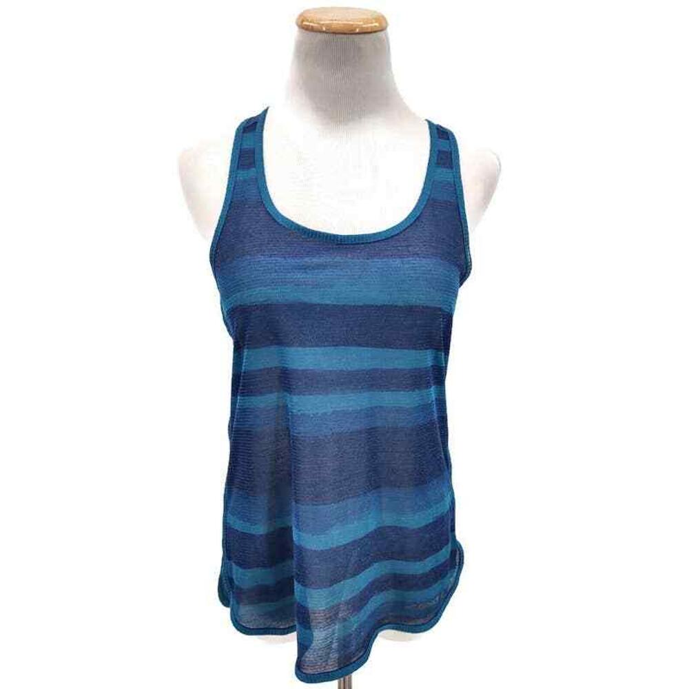 Brooks Drilayer racer back sheer striped athletic tank in size XS Blue